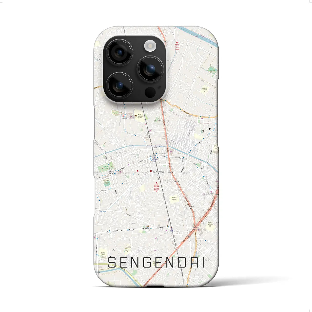 【せんげん台(埼玉県)】地図柄iPhoneケース(バックカバータイプ)