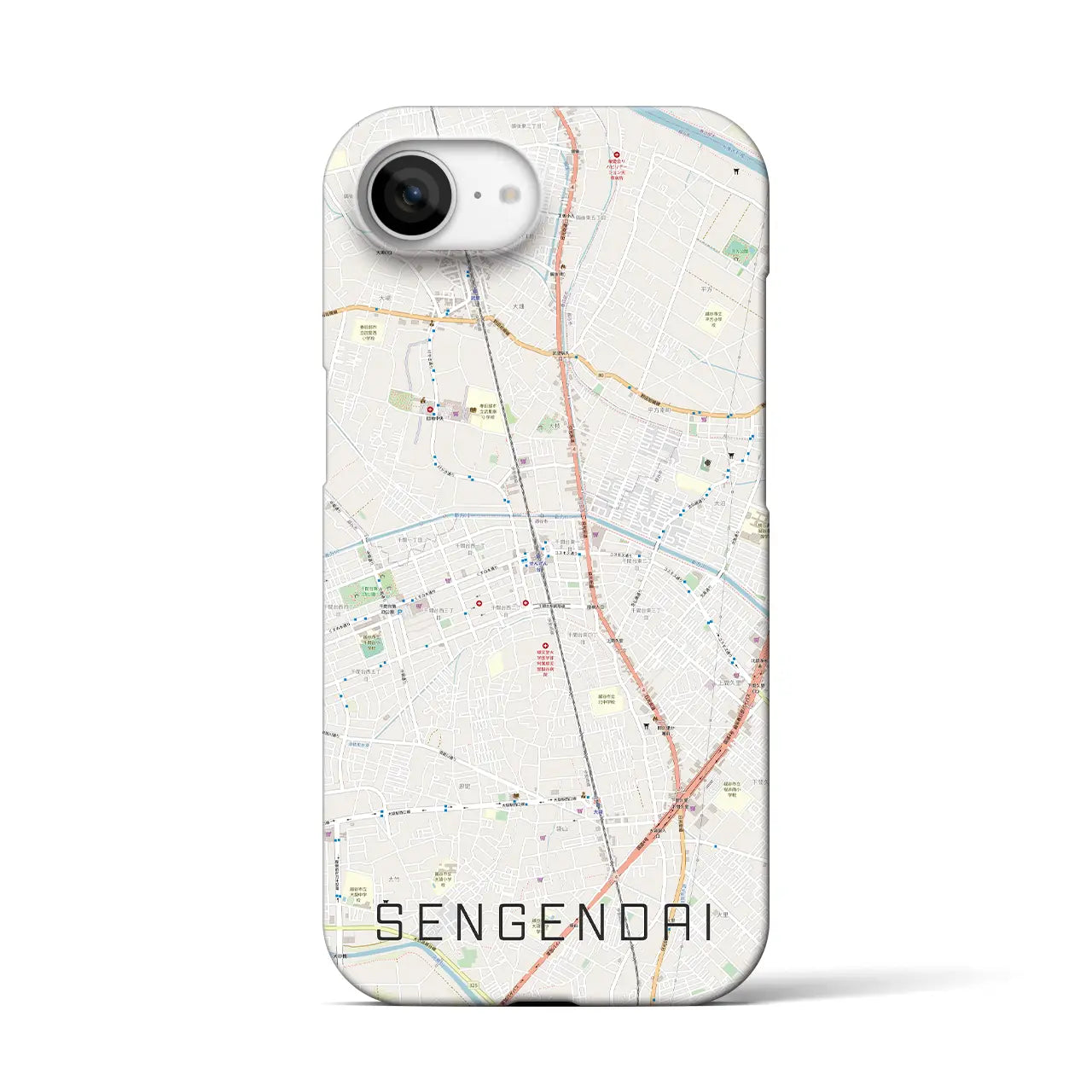 【せんげん台(埼玉県)】地図柄iPhoneケース(バックカバータイプ)