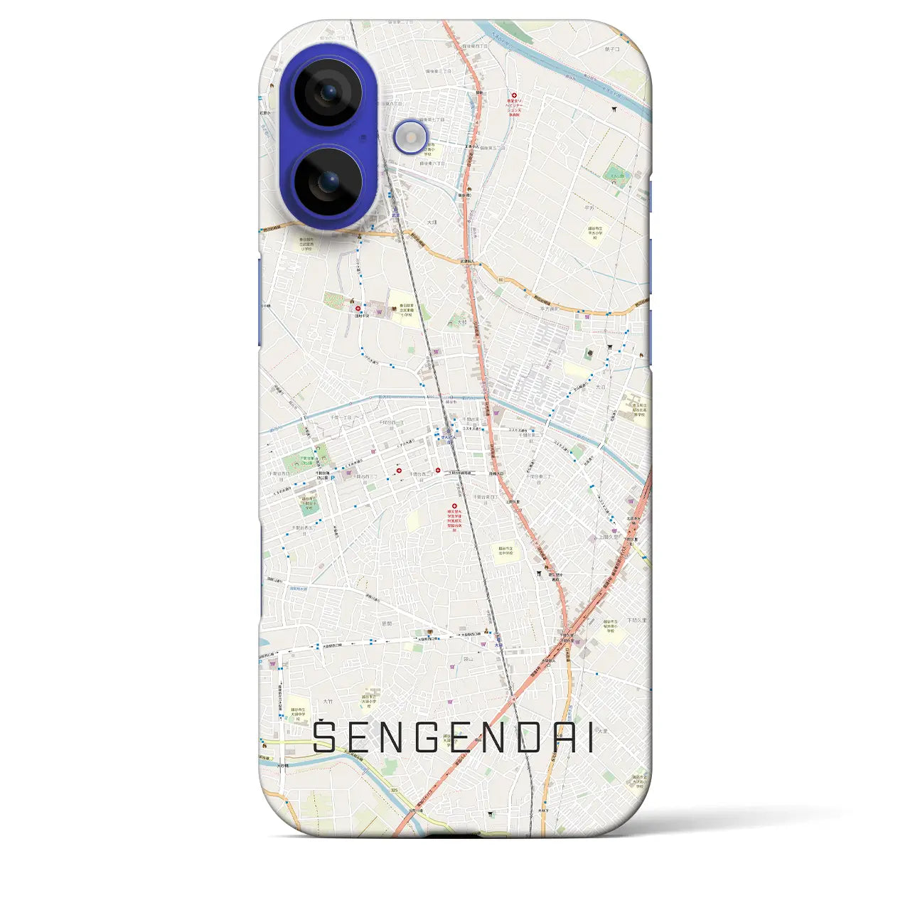 【せんげん台(埼玉県)】地図柄iPhoneケース(バックカバータイプ)ナチュラル・iPhone 16 Pro Max 用