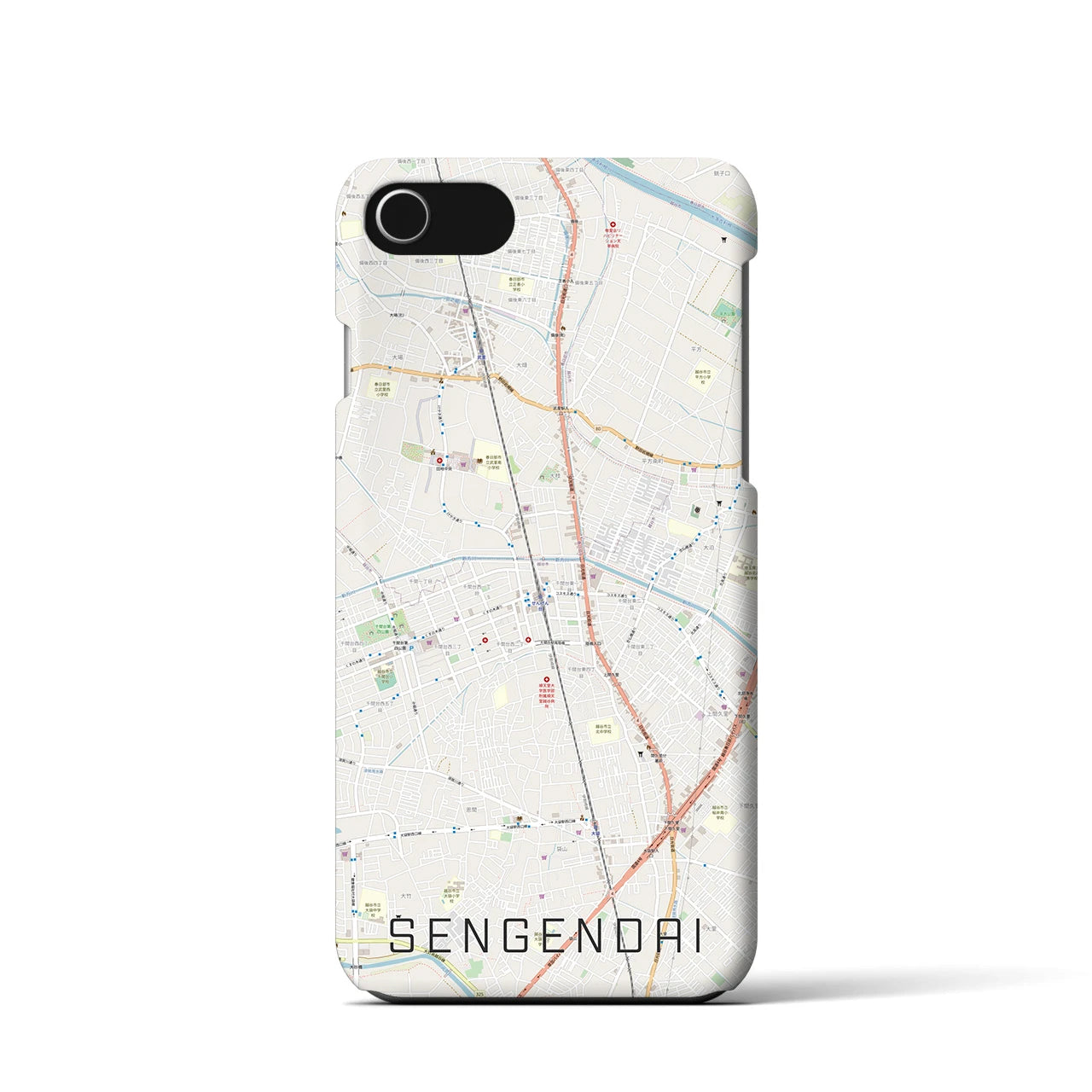 【せんげん台(埼玉県)】地図柄iPhoneケース(バックカバータイプ)