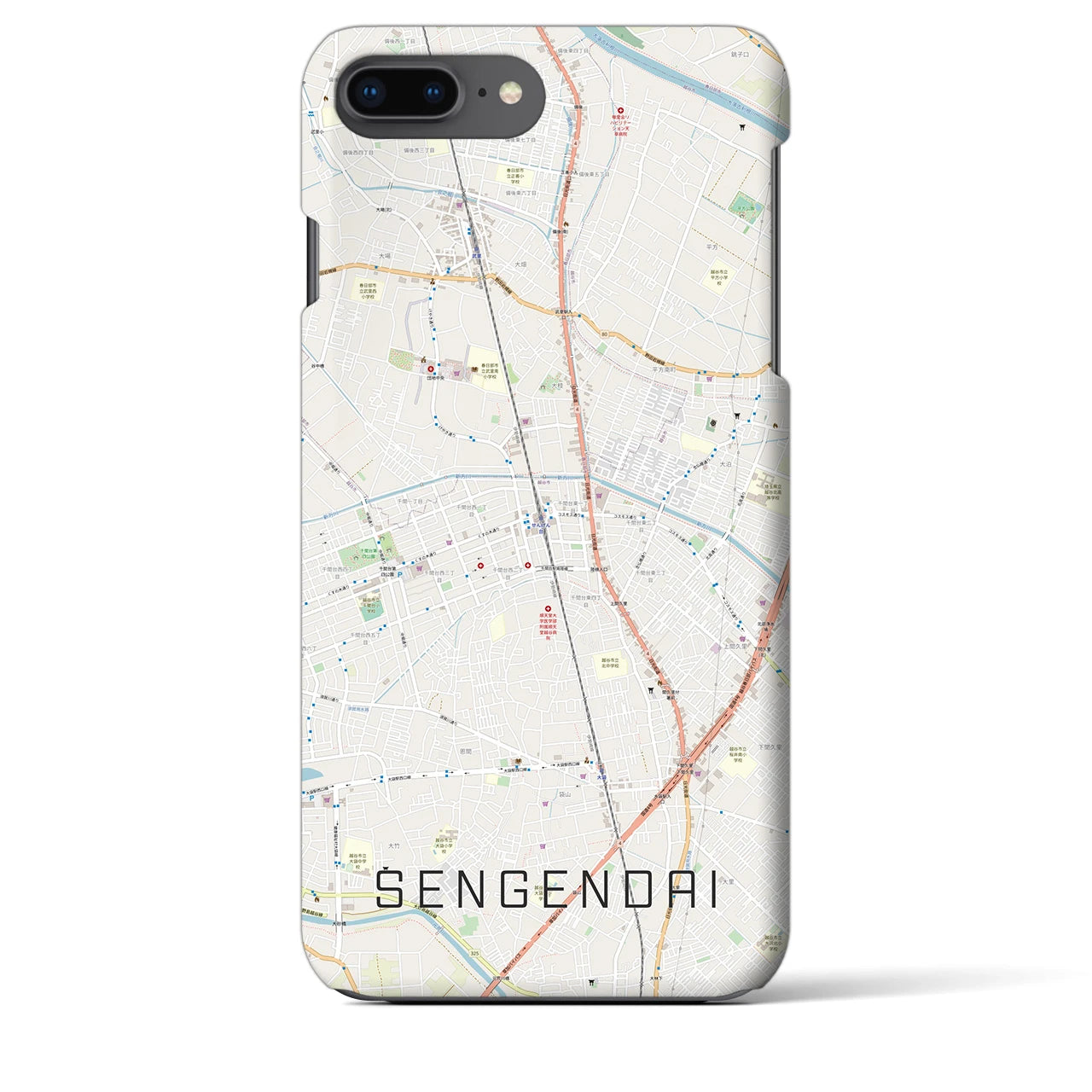 【せんげん台(埼玉県)】地図柄iPhoneケース(バックカバータイプ)
