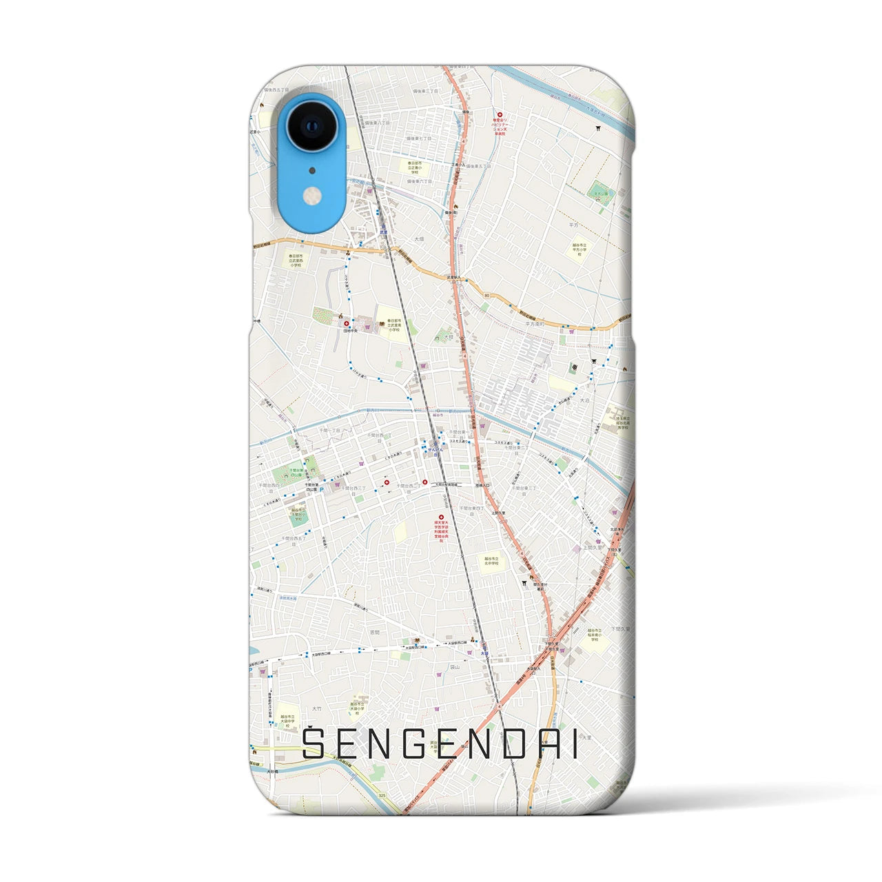 【せんげん台(埼玉県)】地図柄iPhoneケース(バックカバータイプ)