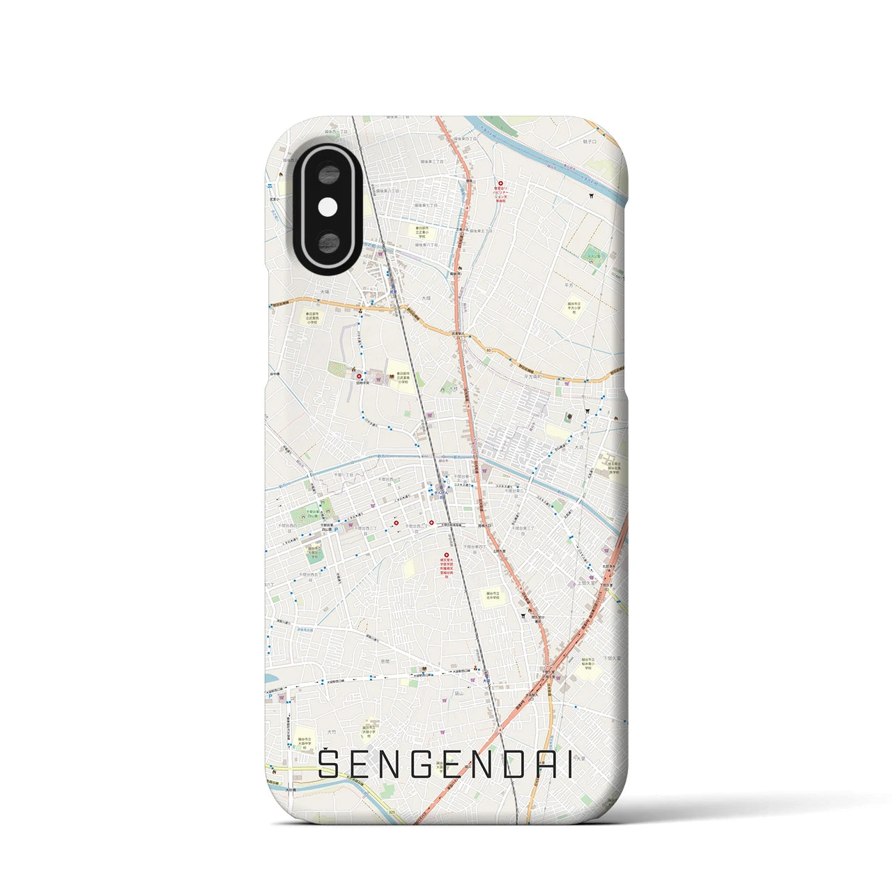 【せんげん台(埼玉県)】地図柄iPhoneケース(バックカバータイプ)