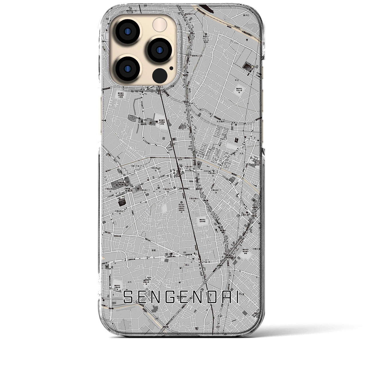 【せんげん台(埼玉県)】地図柄iPhoneケース(クリアタイプ)
