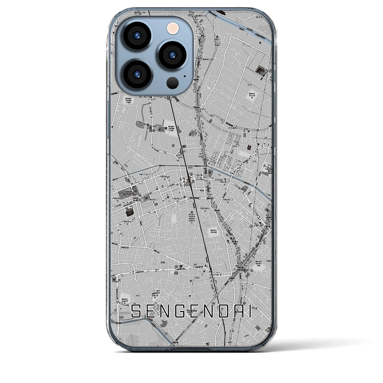 【せんげん台(埼玉県)】地図柄iPhoneケース(クリアタイプ)