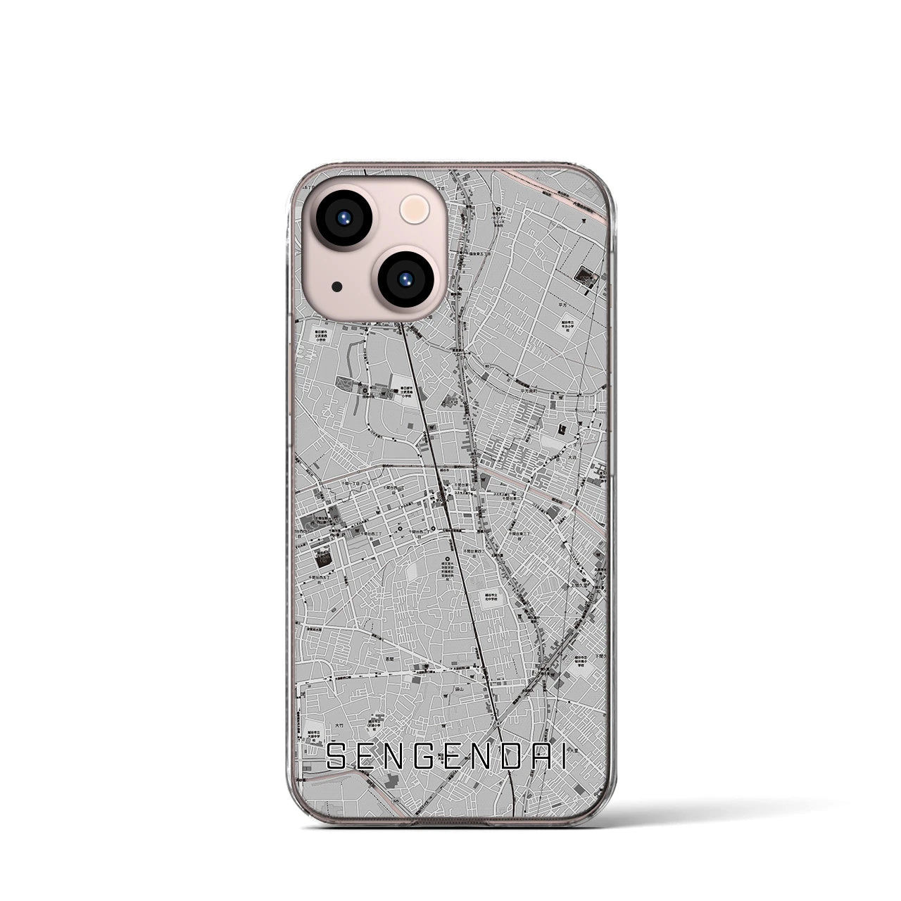 【せんげん台(埼玉県)】地図柄iPhoneケース(クリアタイプ)