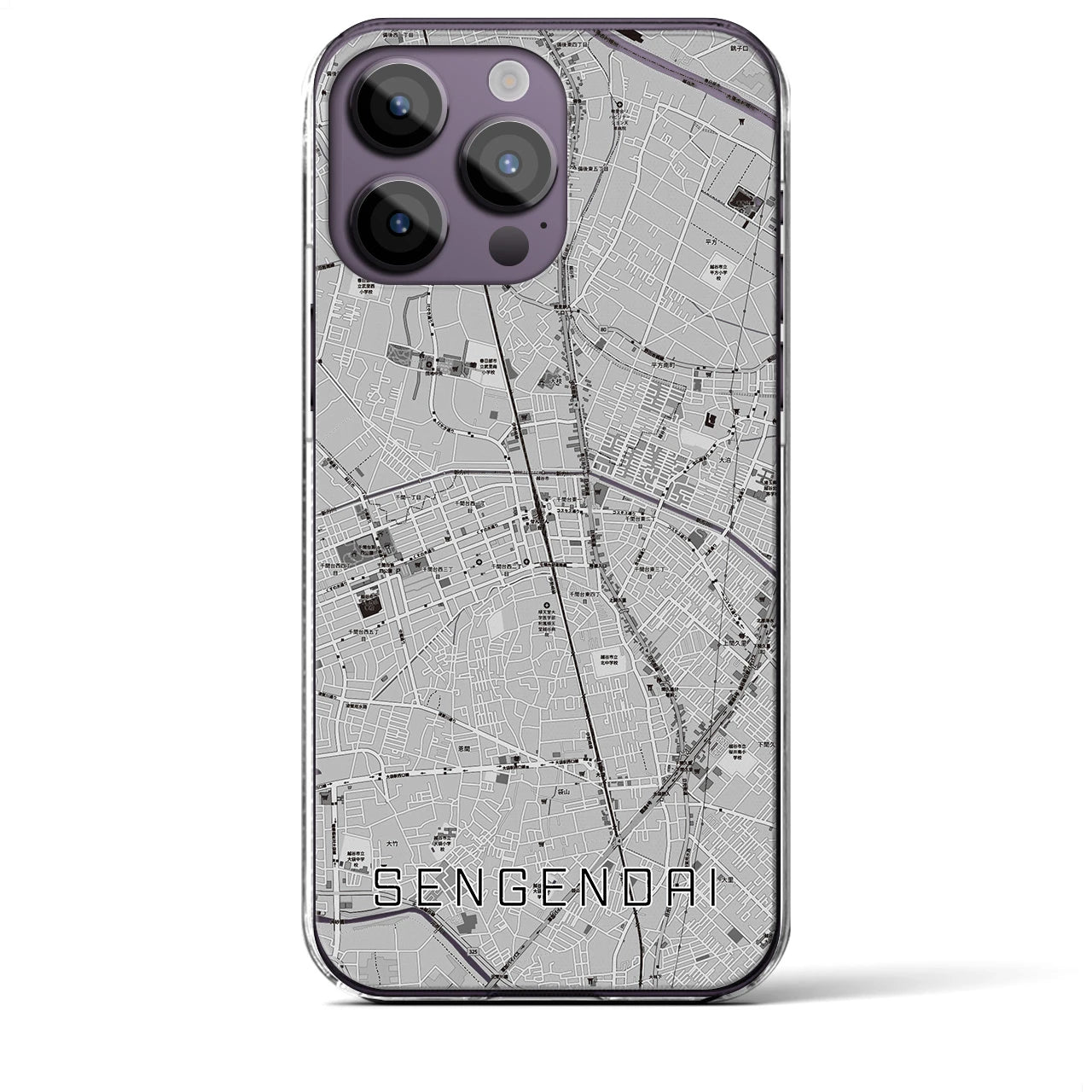 【せんげん台(埼玉県)】地図柄iPhoneケース(クリアタイプ)