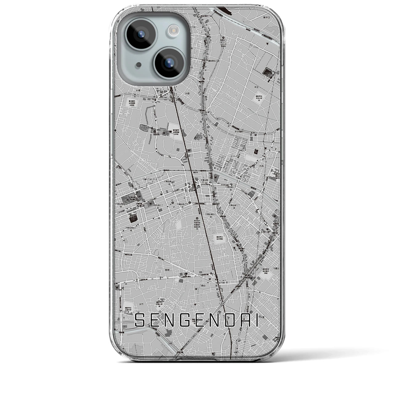【せんげん台(埼玉県)】地図柄iPhoneケース(クリアタイプ)