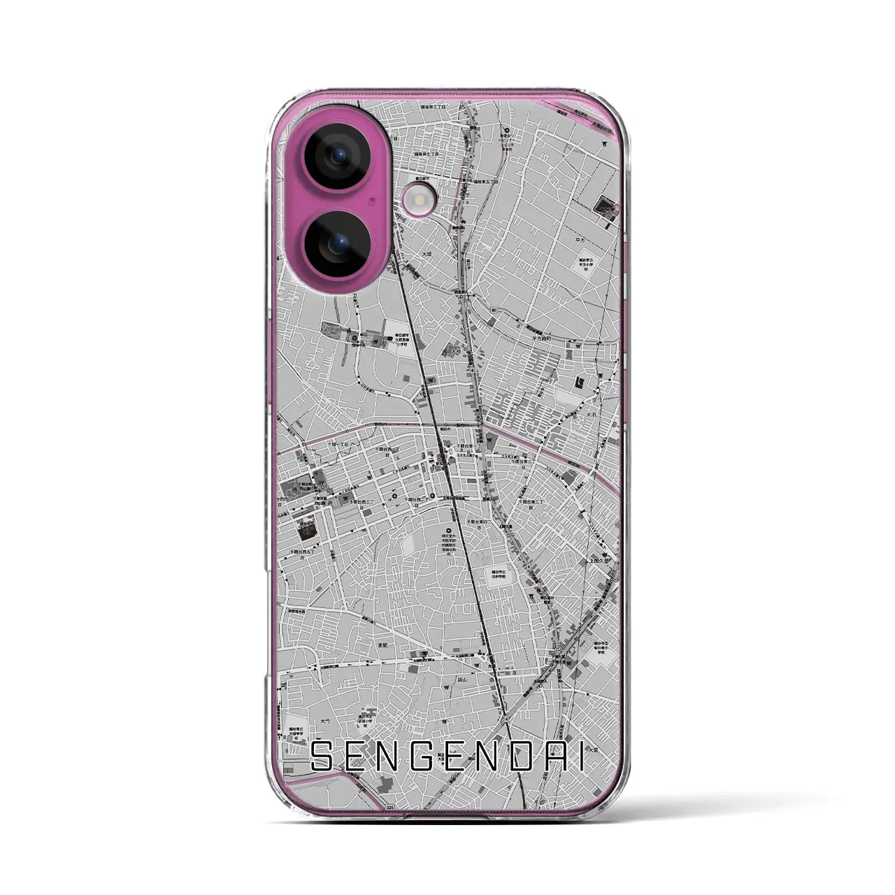 【せんげん台(埼玉県)】地図柄iPhoneケース(クリアタイプ)
