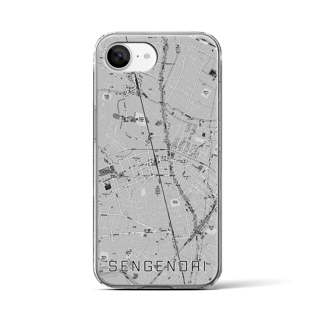 【せんげん台(埼玉県)】地図柄iPhoneケース(クリアタイプ)