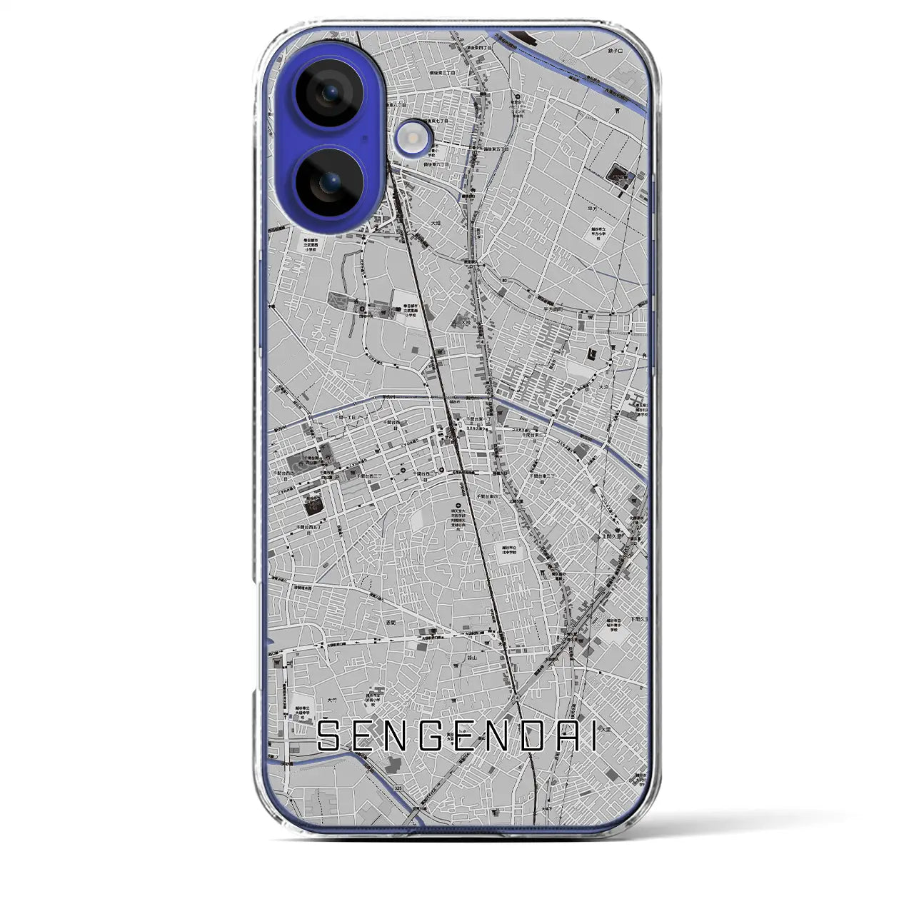 【せんげん台(埼玉県)】地図柄iPhoneケース(クリアタイプ)