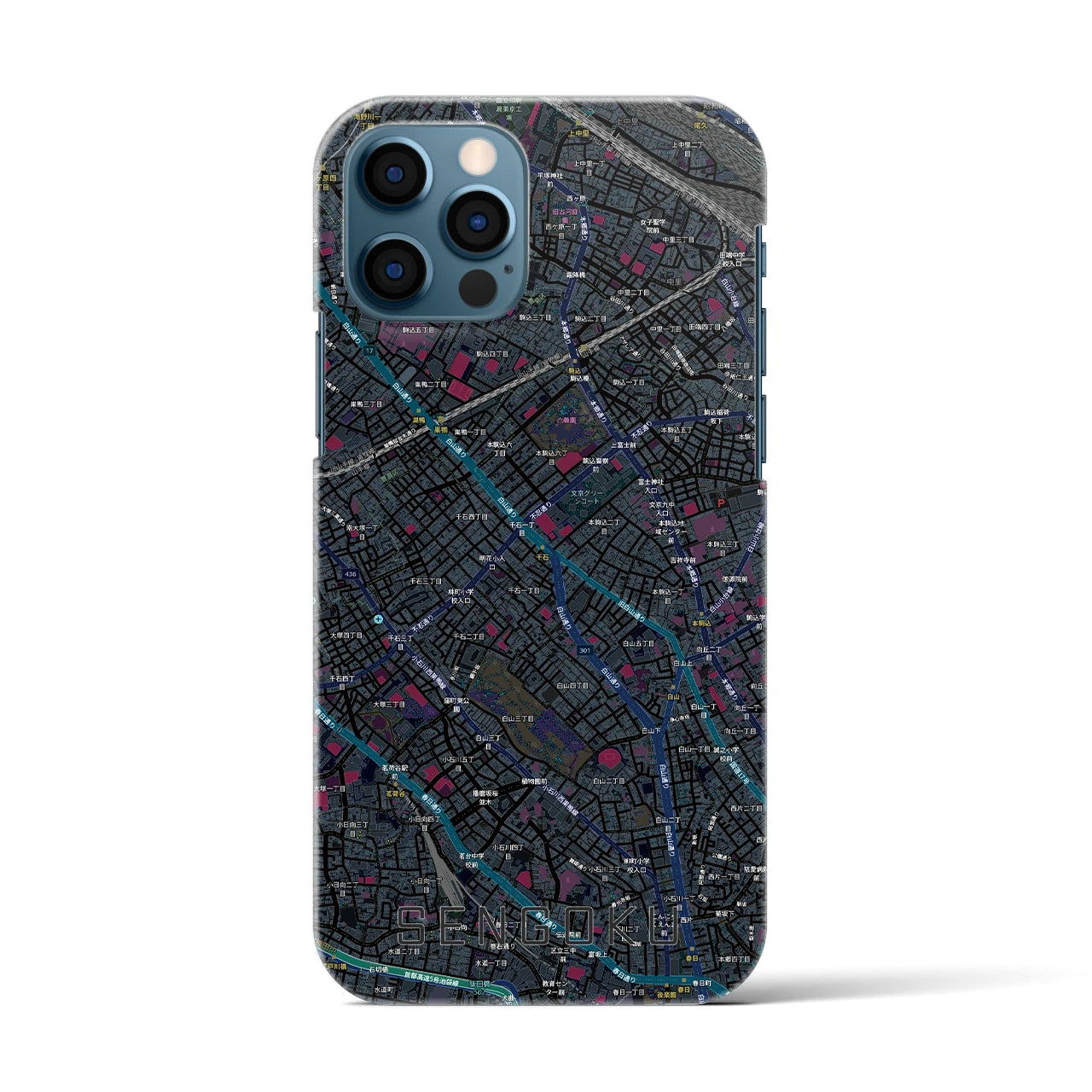 【千石(東京都)】地図柄iPhoneケース(バックカバータイプ)