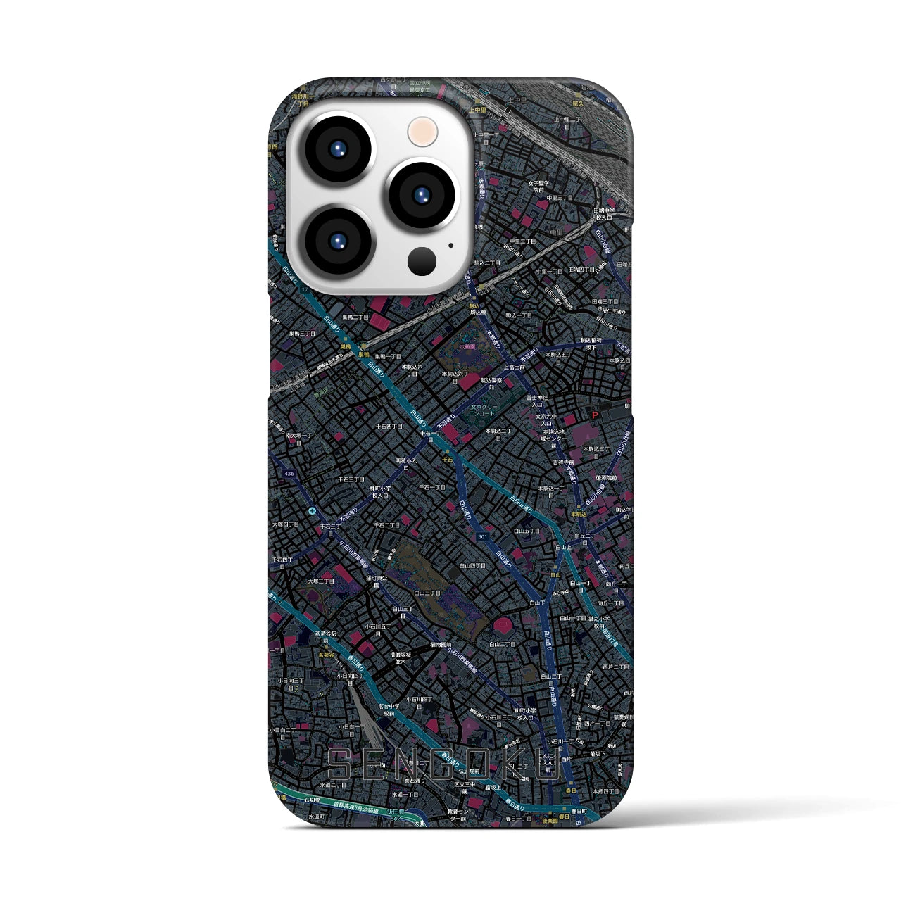 【千石(東京都)】地図柄iPhoneケース(バックカバータイプ)