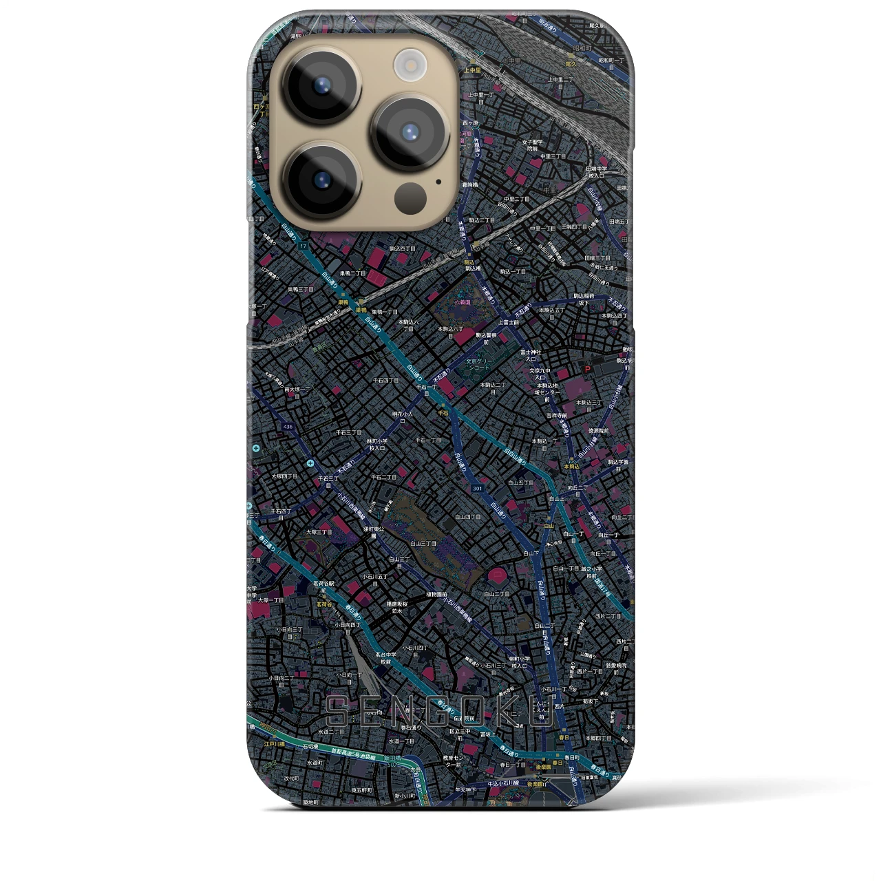 【千石(東京都)】地図柄iPhoneケース(バックカバータイプ)