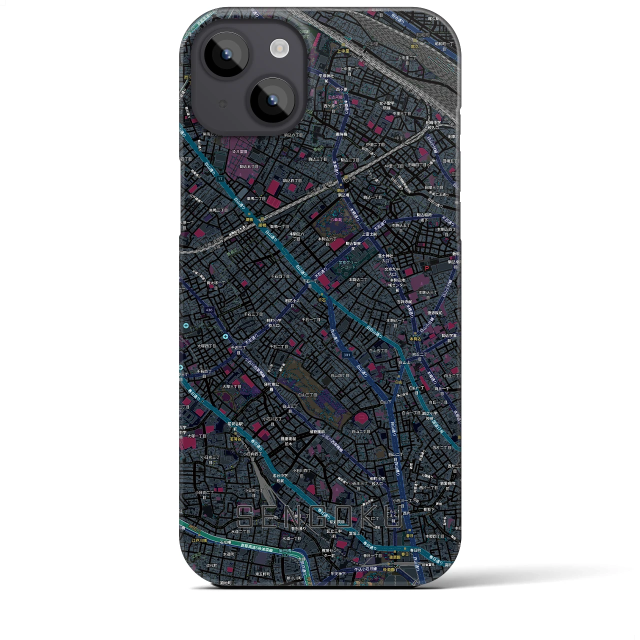 【千石(東京都)】地図柄iPhoneケース(バックカバータイプ)