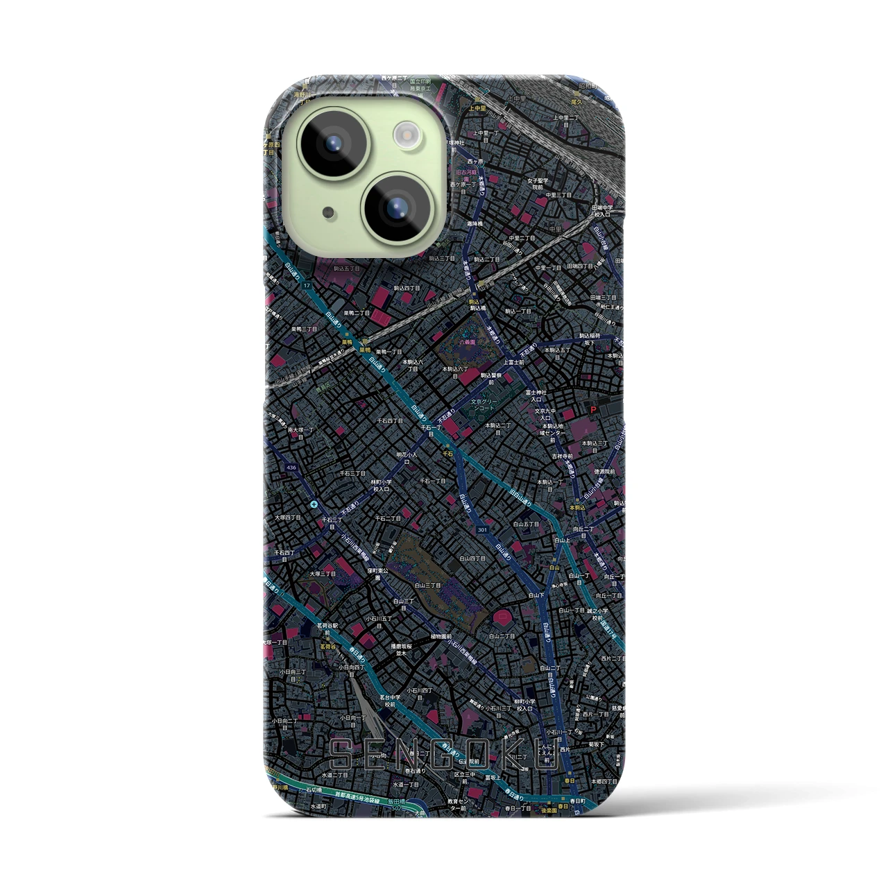 【千石(東京都)】地図柄iPhoneケース(バックカバータイプ)
