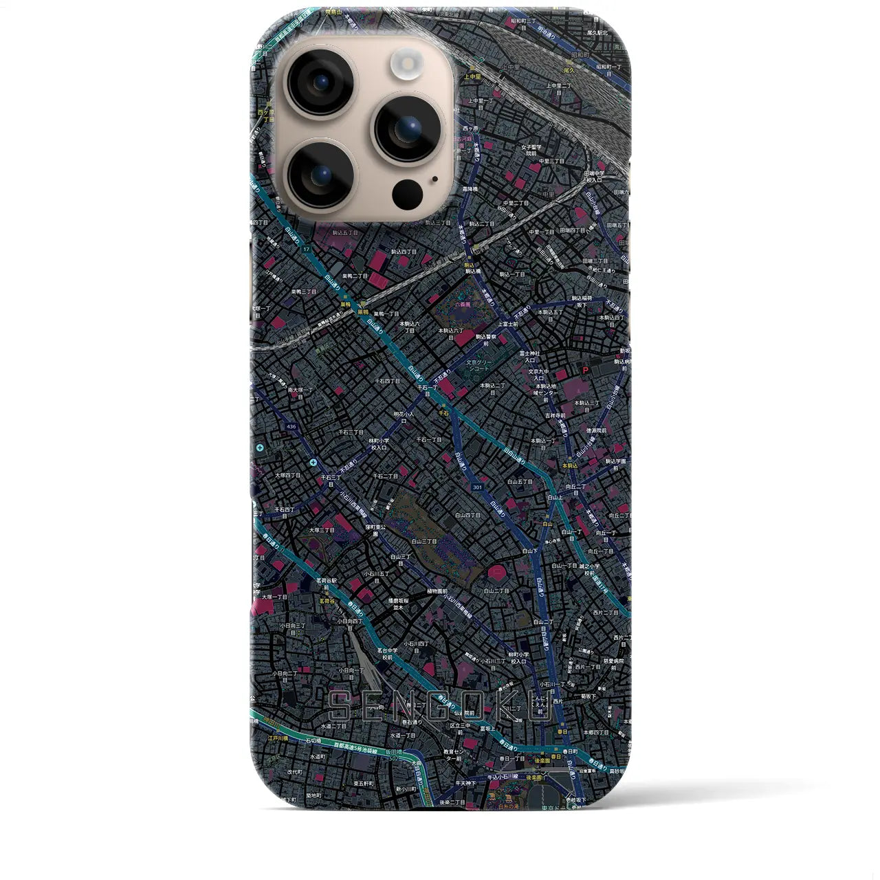 【千石(東京都)】地図柄iPhoneケース(バックカバータイプ)