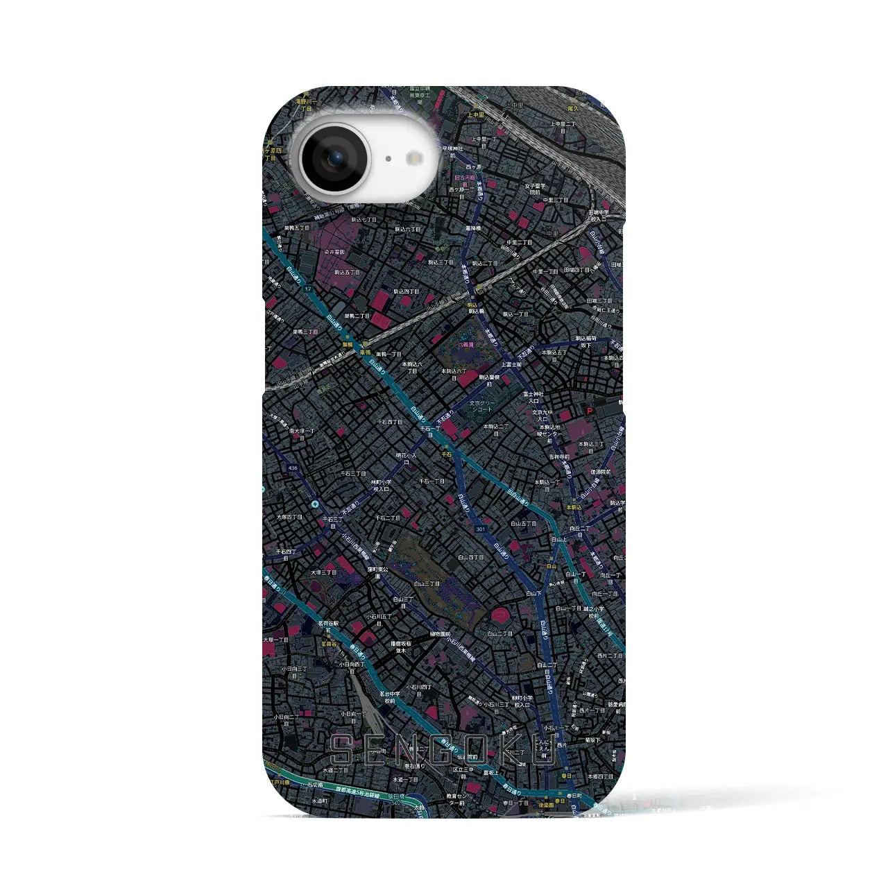 【千石(東京都)】地図柄iPhoneケース(バックカバータイプ)