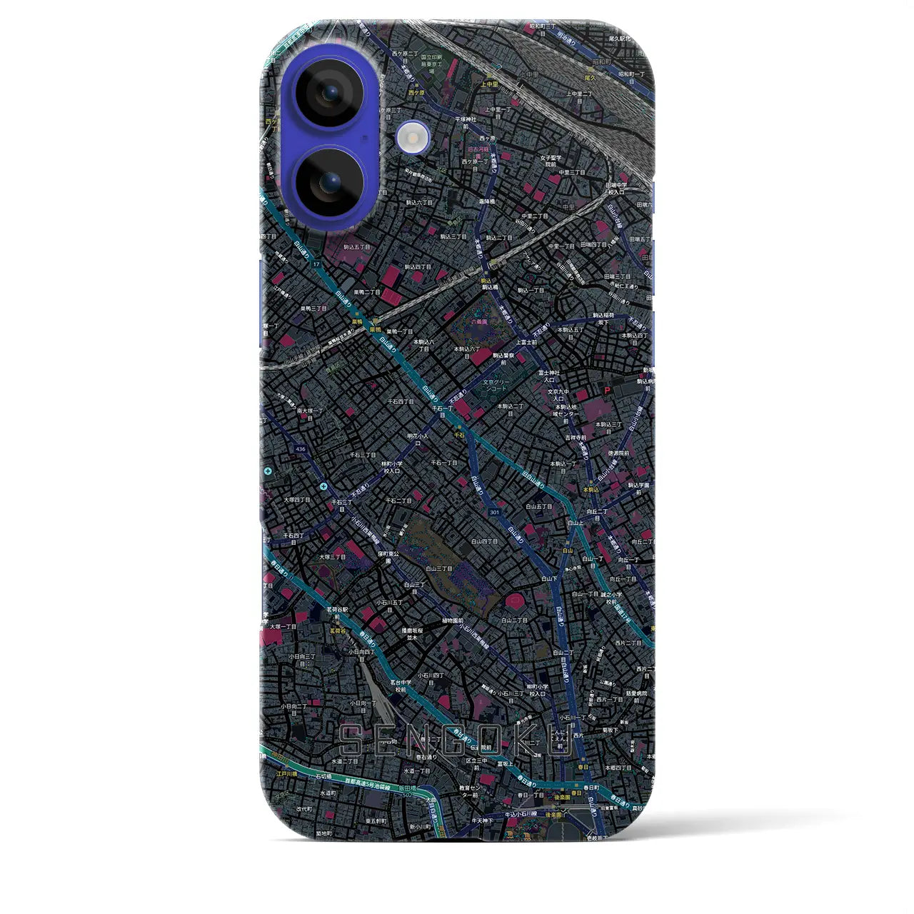 【千石(東京都)】地図柄iPhoneケース(バックカバータイプ)