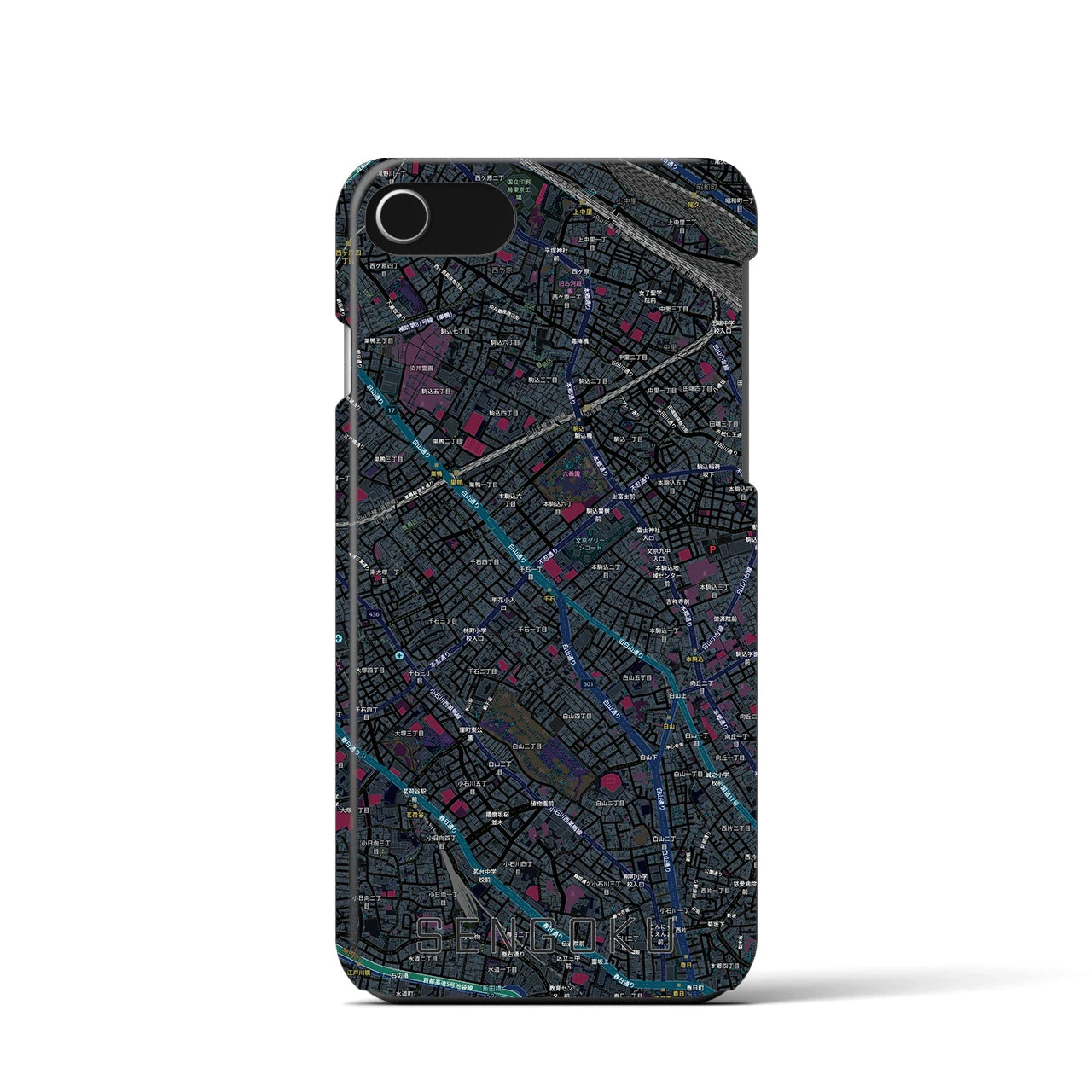 【千石(東京都)】地図柄iPhoneケース(バックカバータイプ)