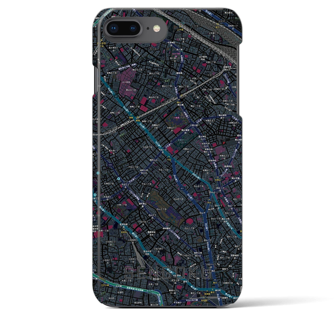 【千石(東京都)】地図柄iPhoneケース(バックカバータイプ)