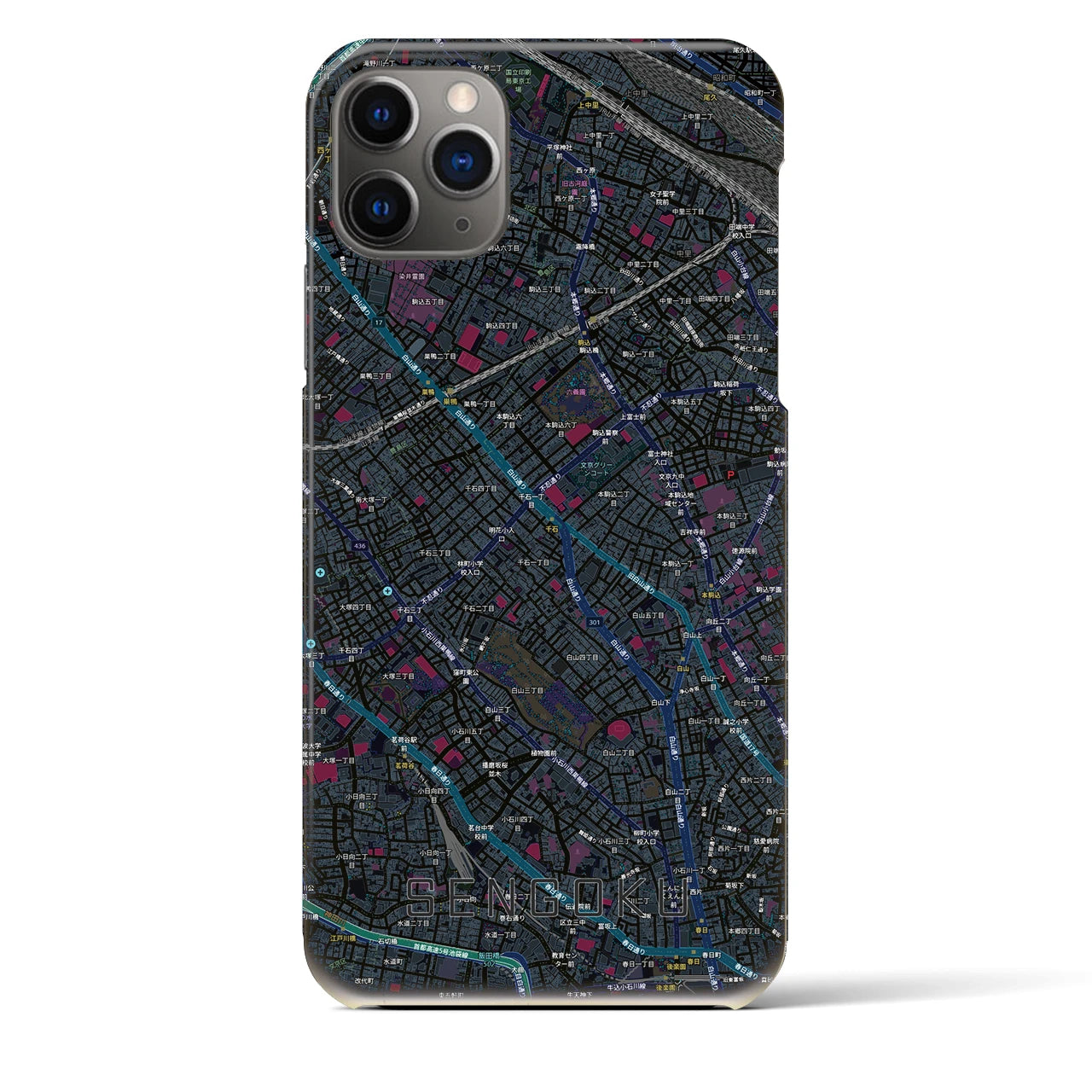 【千石(東京都)】地図柄iPhoneケース(バックカバータイプ)