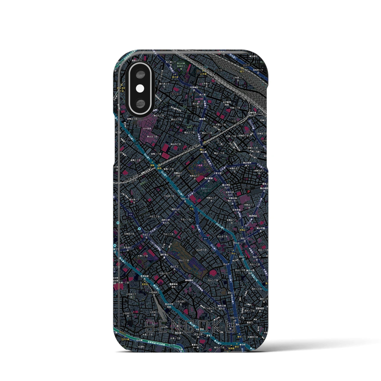 【千石(東京都)】地図柄iPhoneケース(バックカバータイプ)