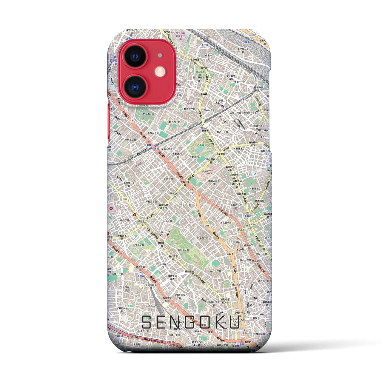 【千石(東京都)】地図柄iPhoneケース(バックカバータイプ)