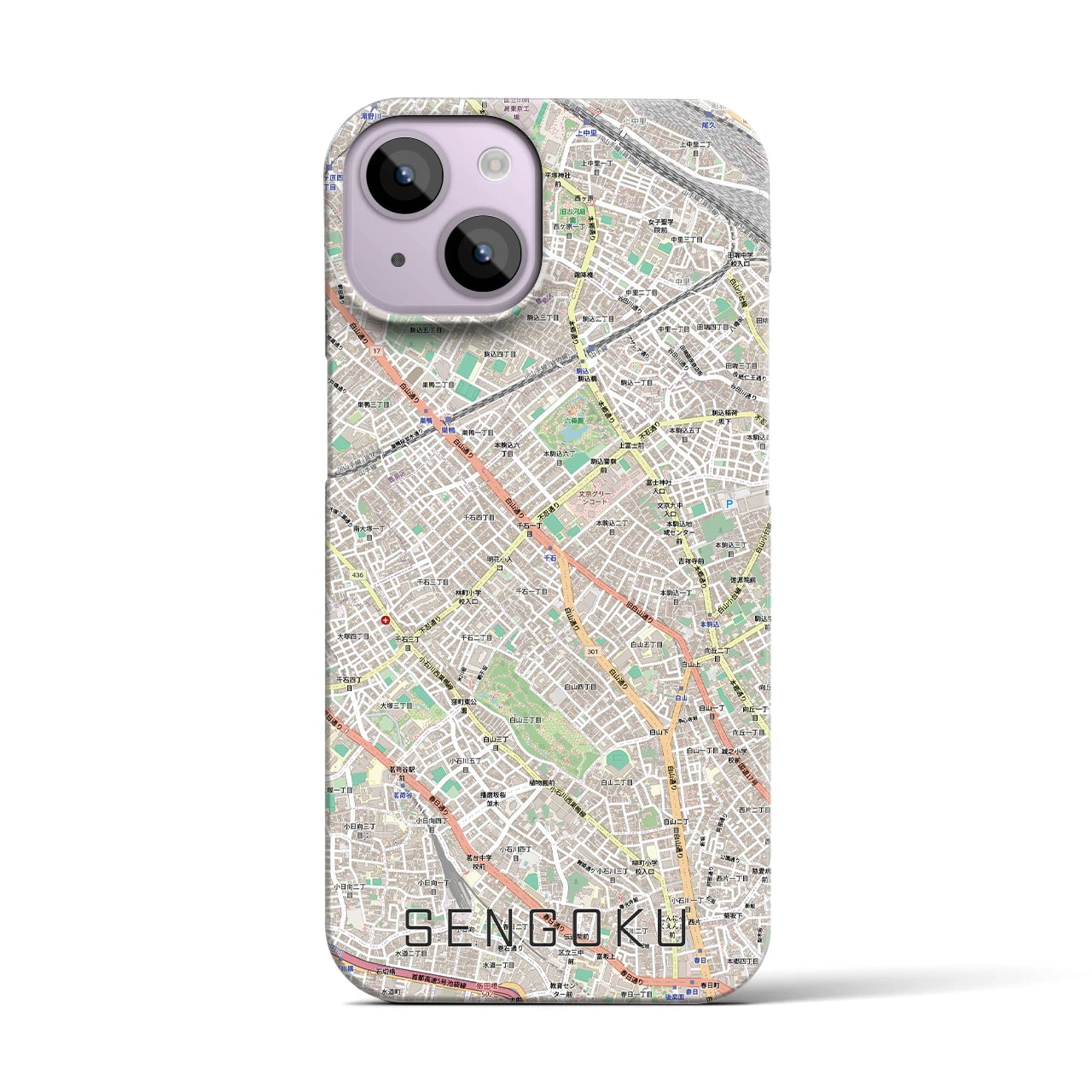 【千石(東京都)】地図柄iPhoneケース(バックカバータイプ)