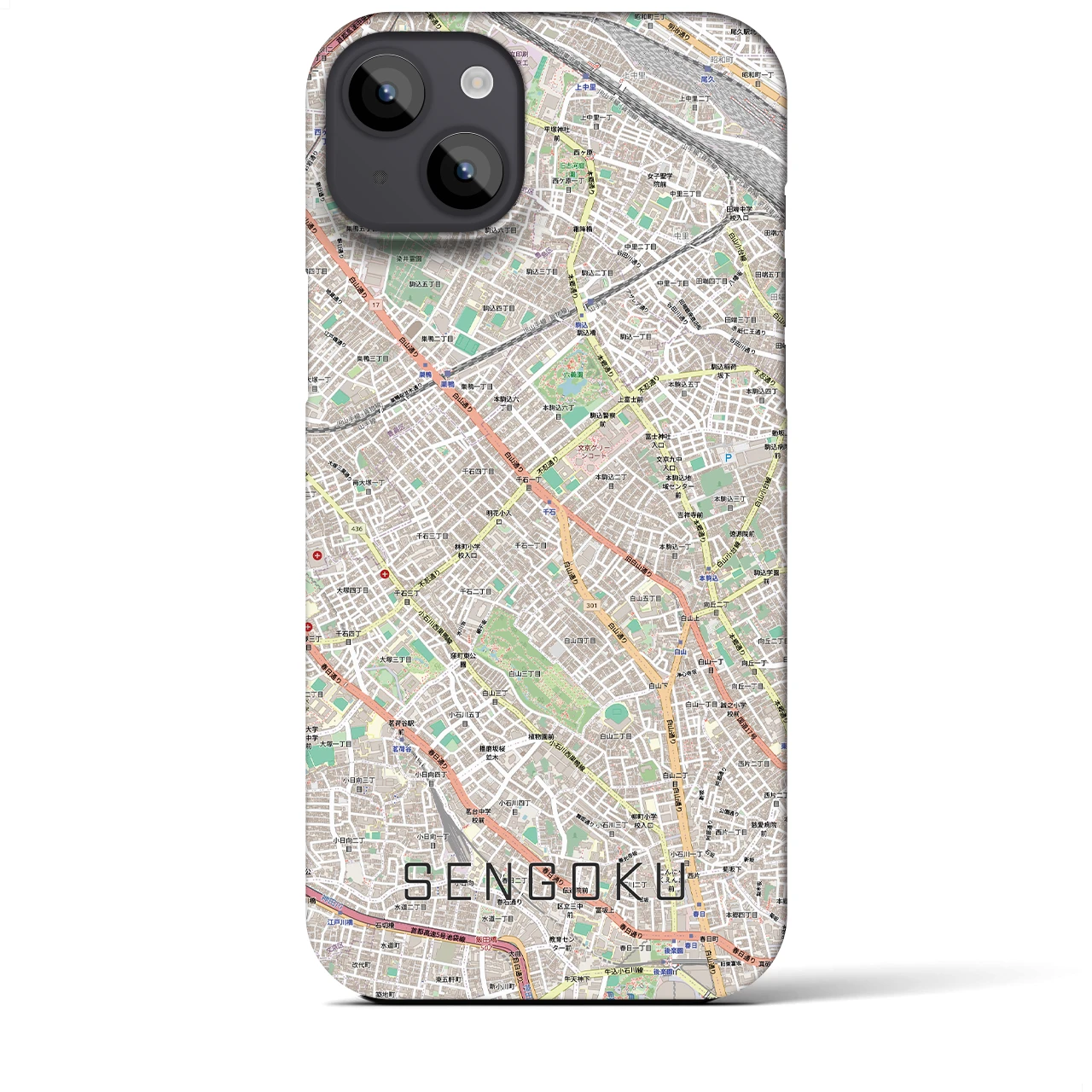 【千石(東京都)】地図柄iPhoneケース(バックカバータイプ)
