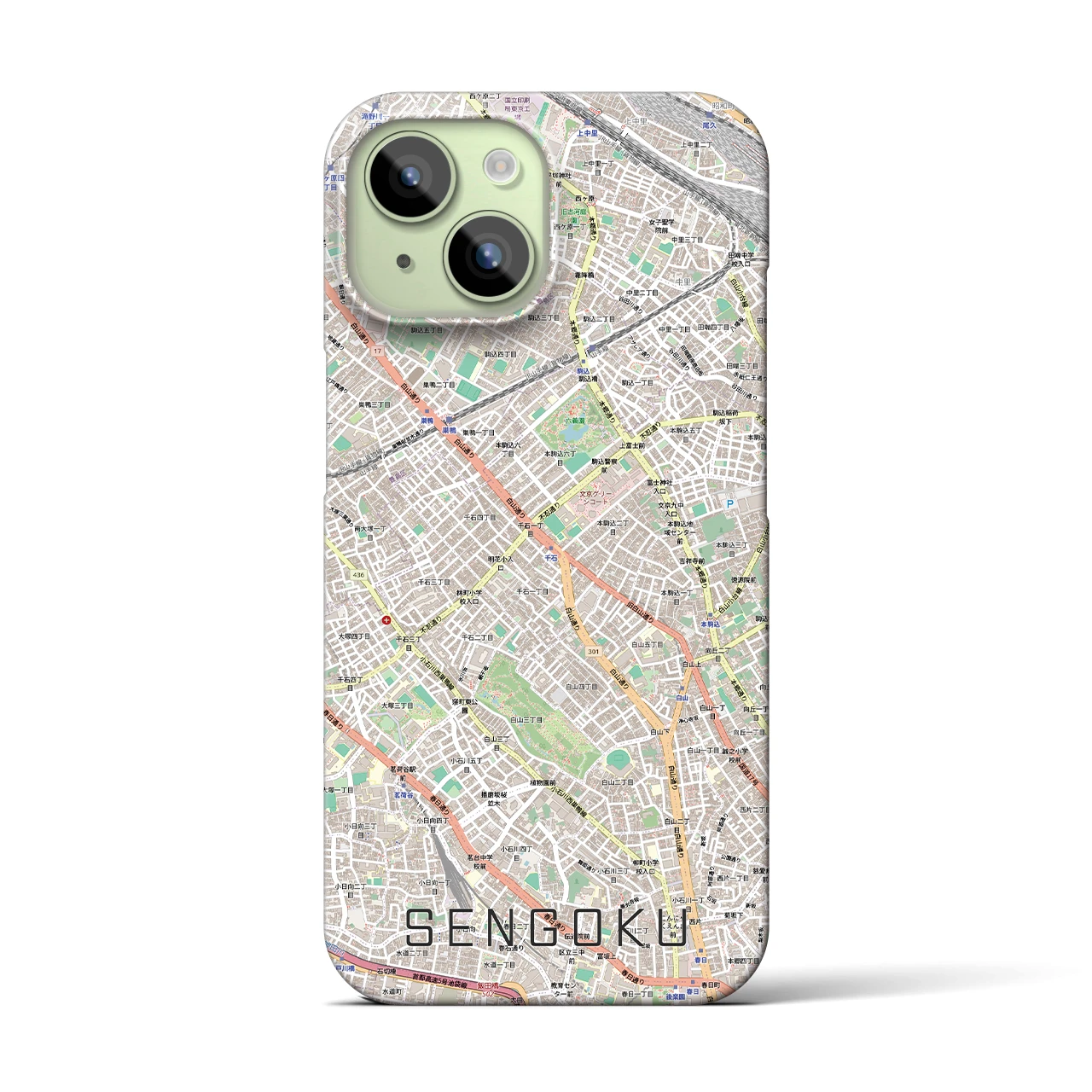 【千石(東京都)】地図柄iPhoneケース(バックカバータイプ)