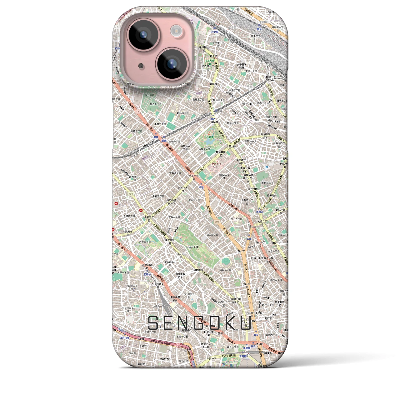 【千石(東京都)】地図柄iPhoneケース(バックカバータイプ)