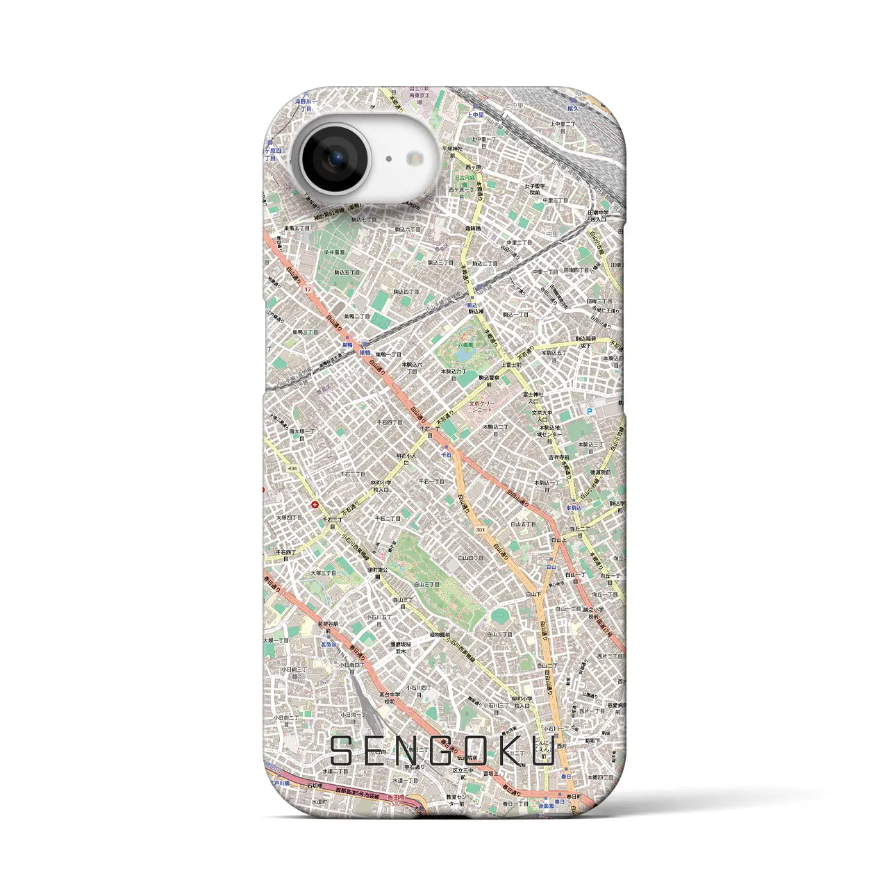 【千石(東京都)】地図柄iPhoneケース(バックカバータイプ)