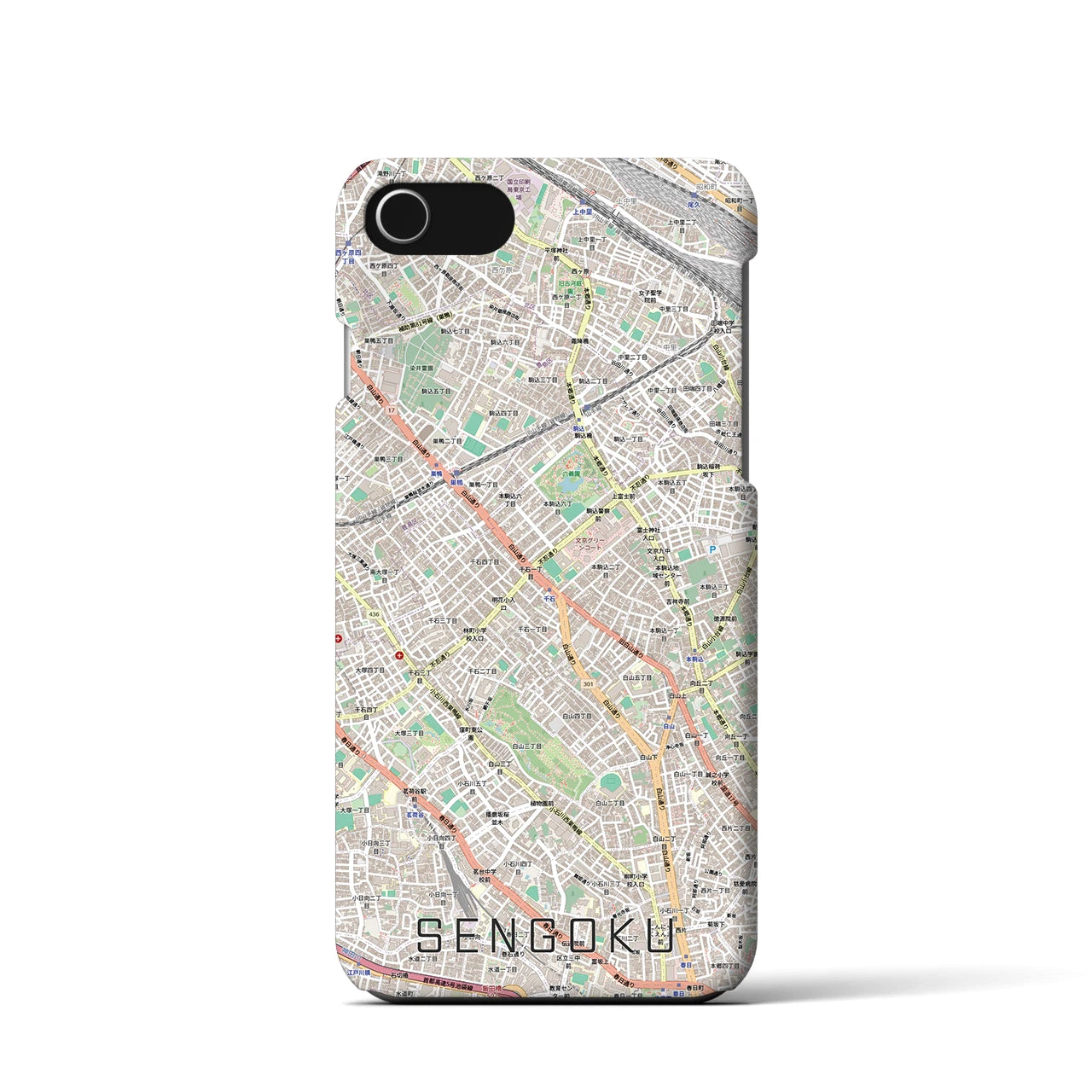 【千石(東京都)】地図柄iPhoneケース(バックカバータイプ)