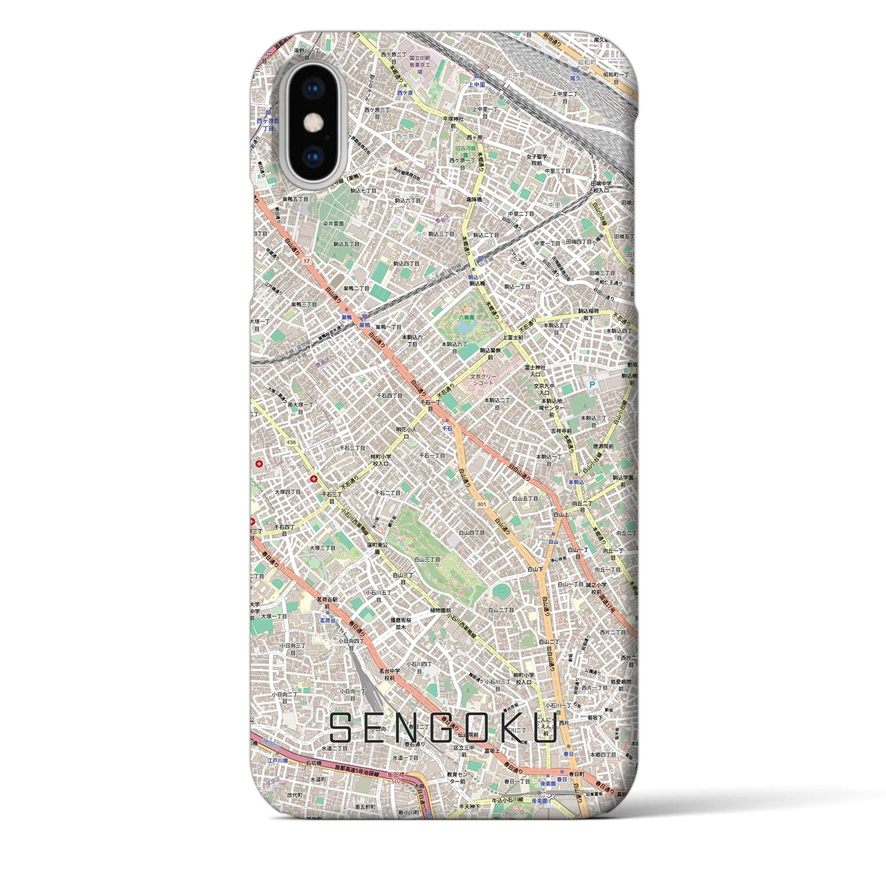 【千石(東京都)】地図柄iPhoneケース(バックカバータイプ)