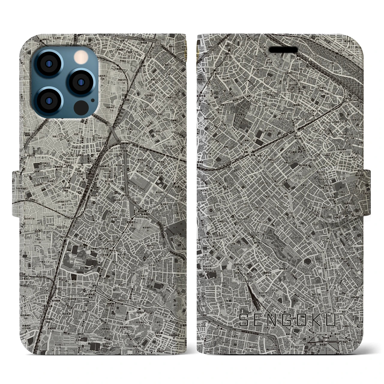 【千石(東京都)】地図柄iPhoneケース(手帳タイプ)