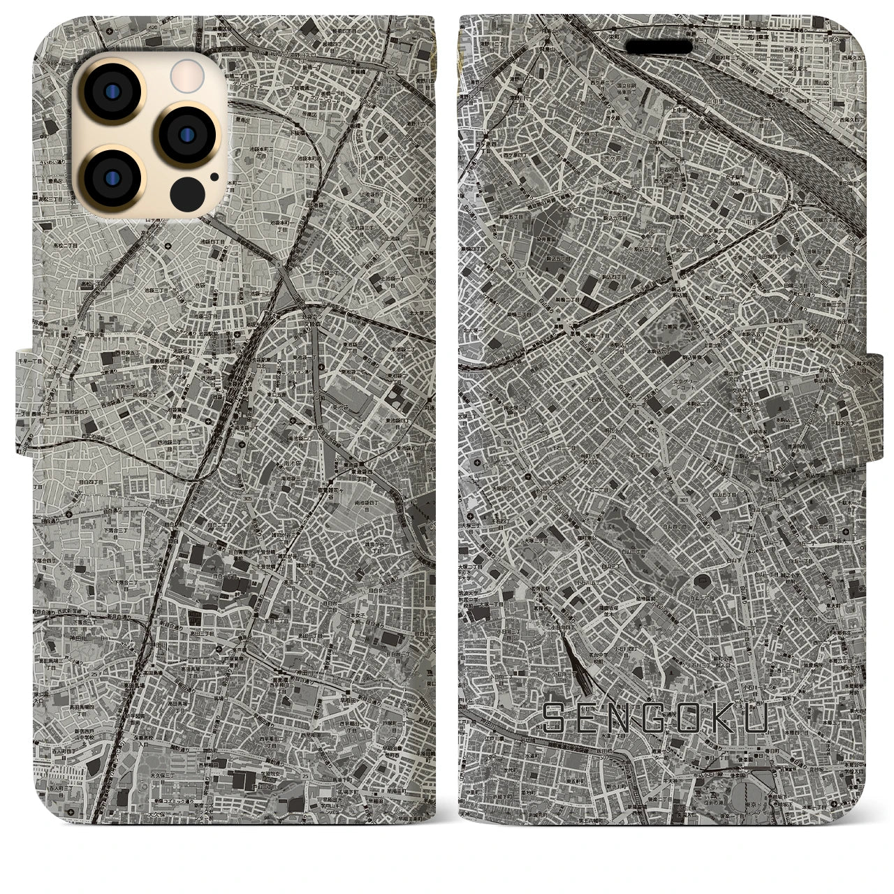 【千石(東京都)】地図柄iPhoneケース(手帳タイプ)