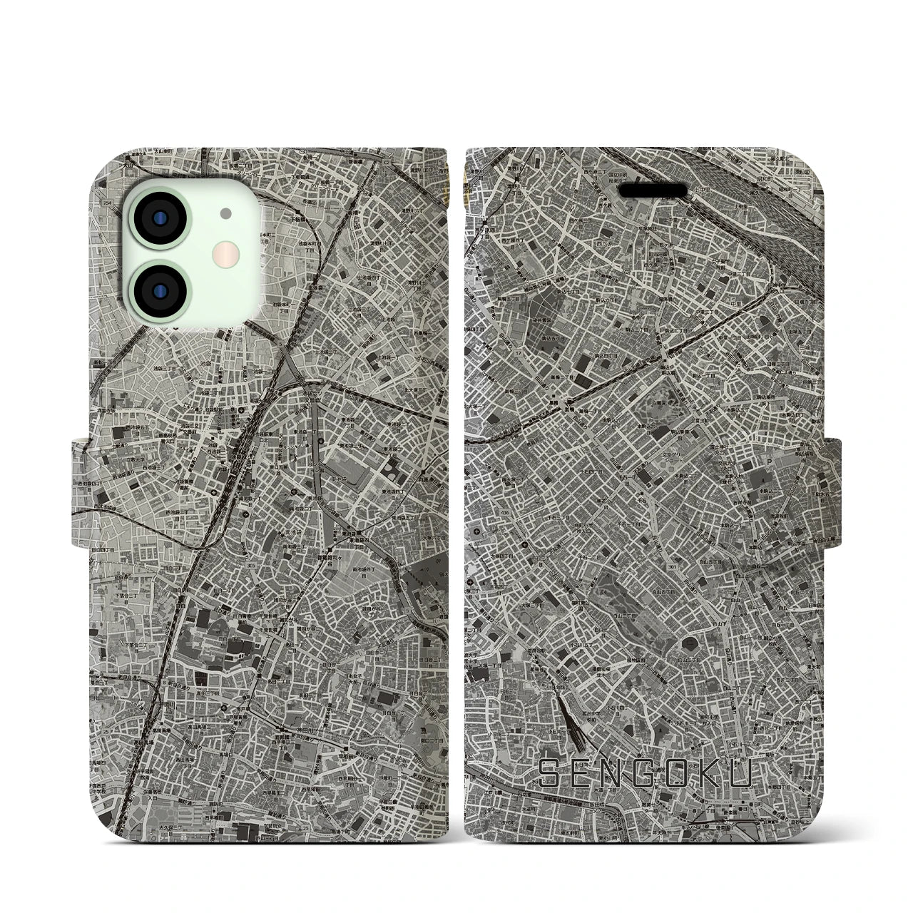 【千石(東京都)】地図柄iPhoneケース(手帳タイプ)