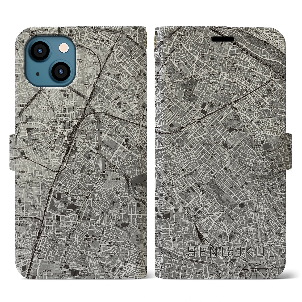 【千石(東京都)】地図柄iPhoneケース(手帳タイプ)