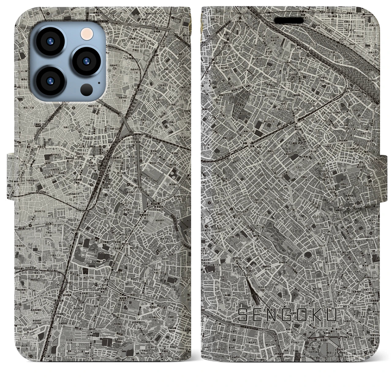 【千石(東京都)】地図柄iPhoneケース(手帳タイプ)
