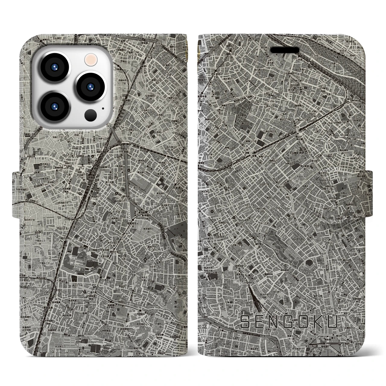 【千石(東京都)】地図柄iPhoneケース(手帳タイプ)