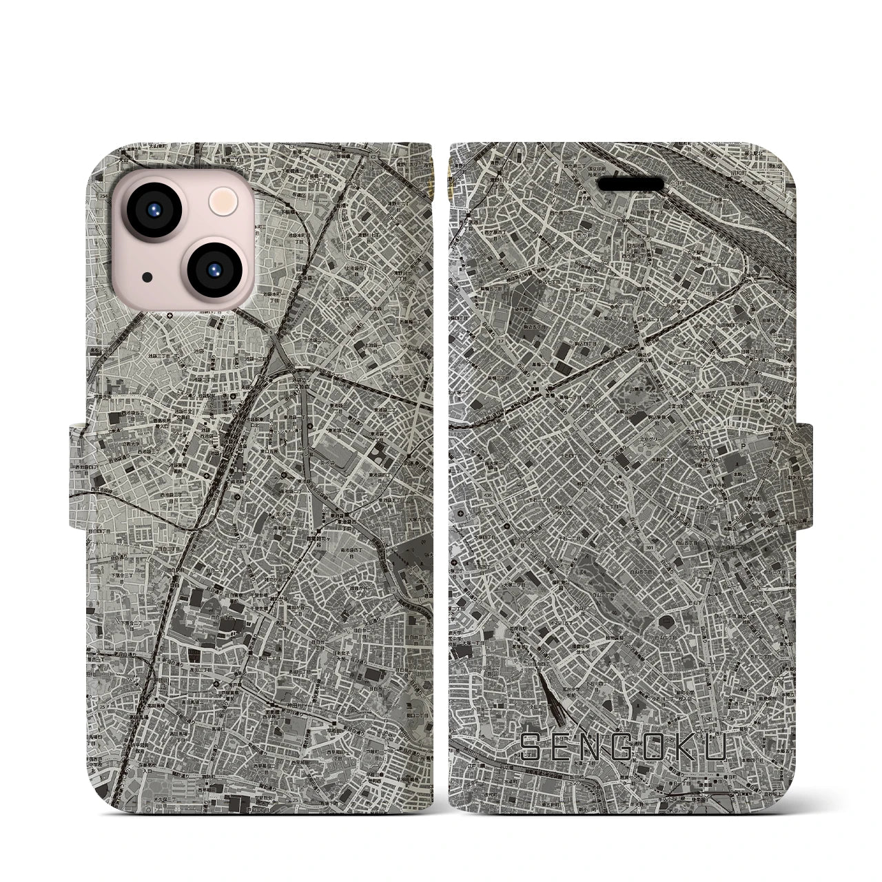 【千石(東京都)】地図柄iPhoneケース(手帳タイプ)