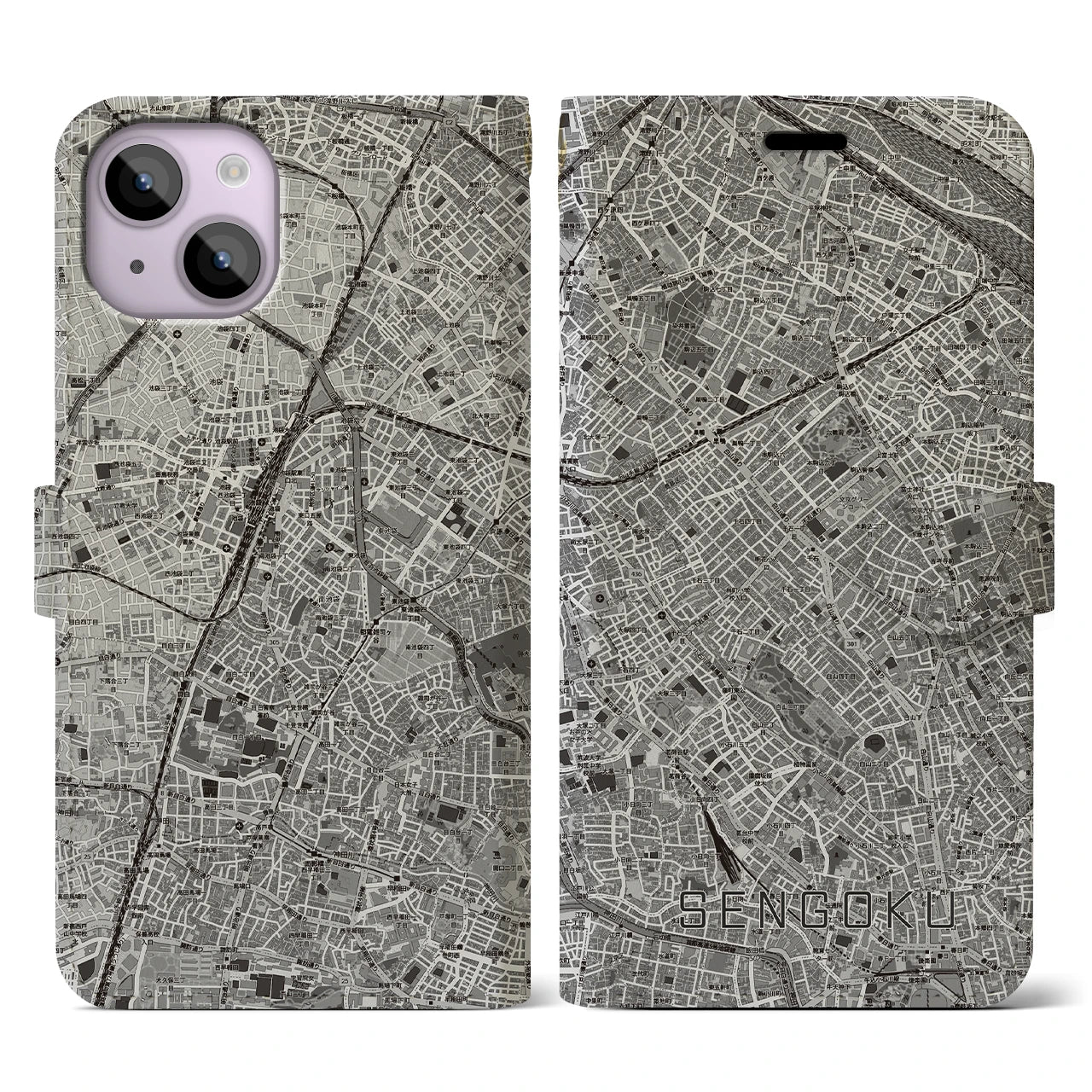 【千石(東京都)】地図柄iPhoneケース(手帳タイプ)