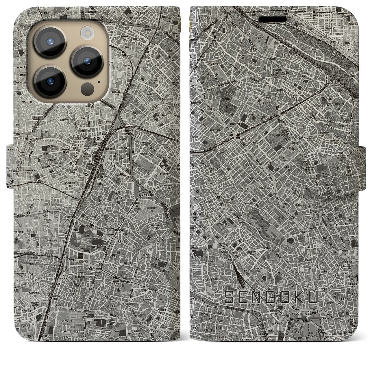 【千石(東京都)】地図柄iPhoneケース(手帳タイプ)