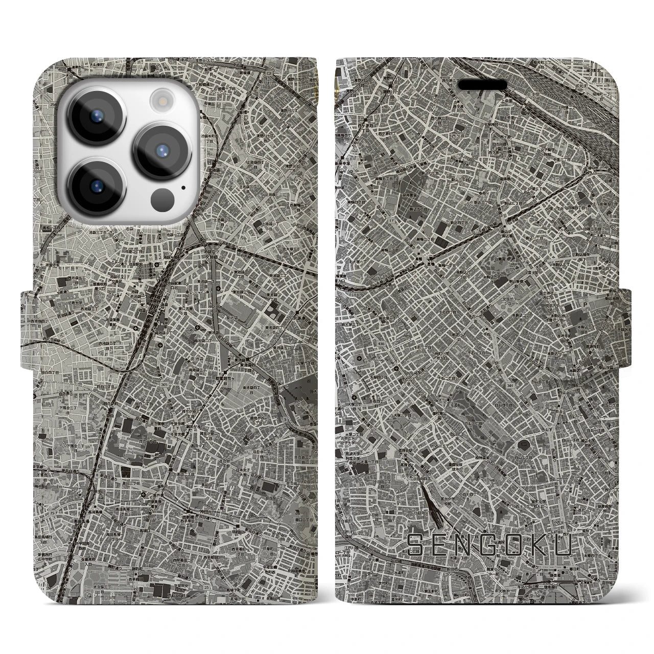 【千石(東京都)】地図柄iPhoneケース(手帳タイプ)