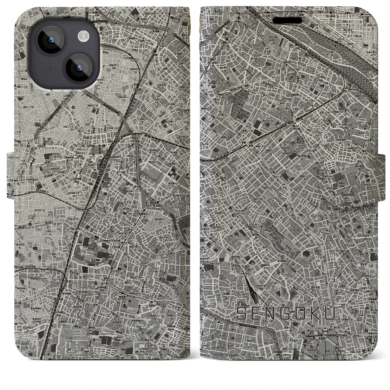 【千石(東京都)】地図柄iPhoneケース(手帳タイプ)