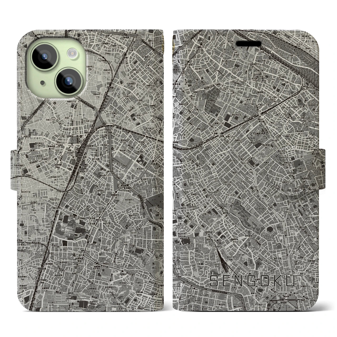 【千石(東京都)】地図柄iPhoneケース(手帳タイプ)