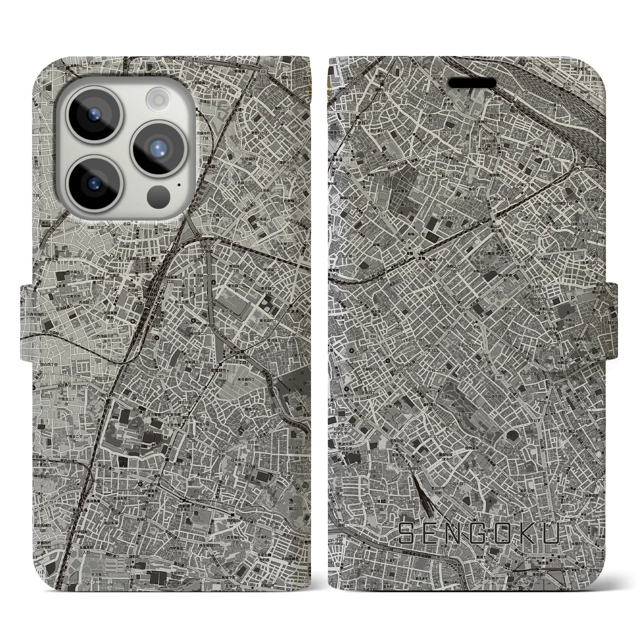 【千石(東京都)】地図柄iPhoneケース(手帳タイプ)