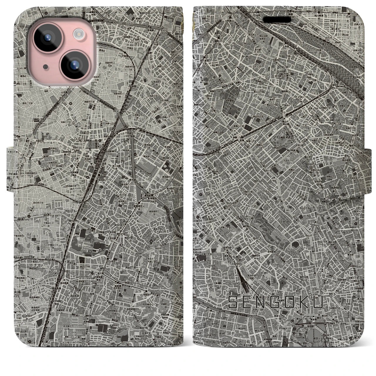 【千石(東京都)】地図柄iPhoneケース(手帳タイプ)