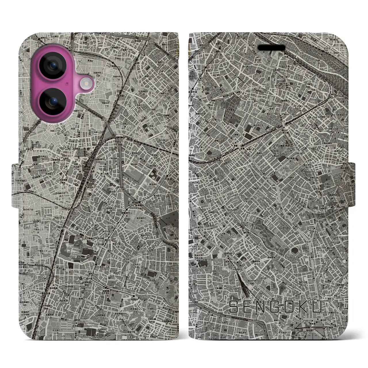 【千石(東京都)】地図柄iPhoneケース(手帳タイプ)